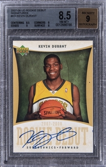 2007-08 UD Rookie Debut Signatures #KD Kevin Durant Signed Rookie Card - BGS NM-MT+ 8.5/BGS 9